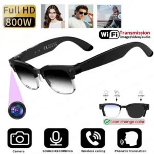 4K HD Color Changing AI Smart Glasses 800W Pixel Camera Bluetooth Call Voice Assistant Control Smart Sports Glasses 2026 Hot