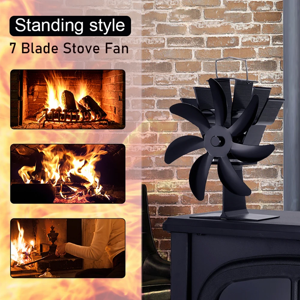 7 Blades Stove Fan Heat Powered Fireplace Fan Log Wood Burner Aluminum Alloy Eco-Fan Quiet Home Warm Efficient Heat Distribution - Image 2
