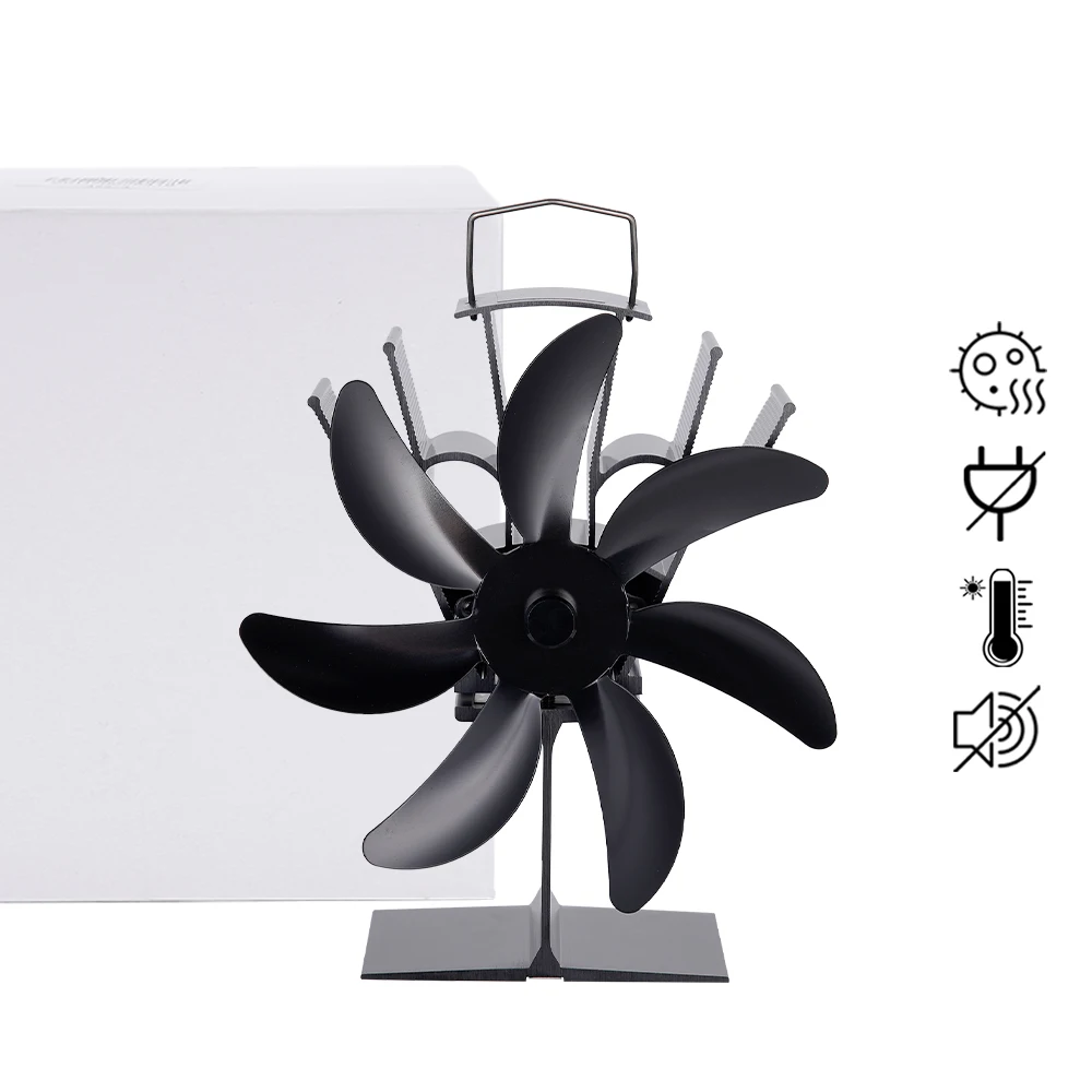 7 Blades Stove Fan Heat Powered Fireplace Fan Log Wood Burner Aluminum Alloy Eco-Fan Quiet Home Warm Efficient Heat Distribution - Image 5