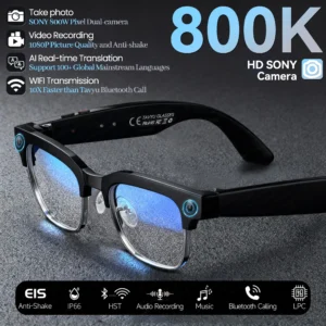 New Business 4K HD Color Change AI Smart Glasses 800W Pixel Camera 1080P Video AI Chat Music Player Call AI Sports Glasses Men
