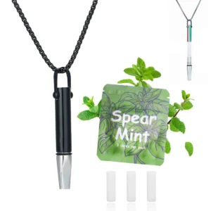 Breathing Necklace to Quit Smoking and Vaping with Refillable Mint Pods Stop Smoking Aids for Anxiety Relief Smokeless Inhaler