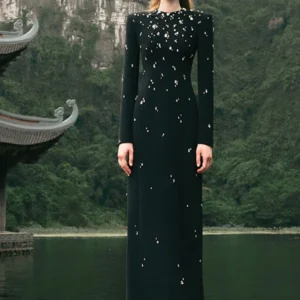 TOP QUALITY Newest 2026 Designer Fashion Women's Rhinestone Diamonds Beaded Long Maxi Dress