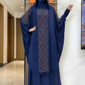New Two Piece Set Solid Jilbab Prayer Muslim Abaya Set Women Prayer Garment Dress Hijab Long Khimar Skirt Sets Islamic Ramadan