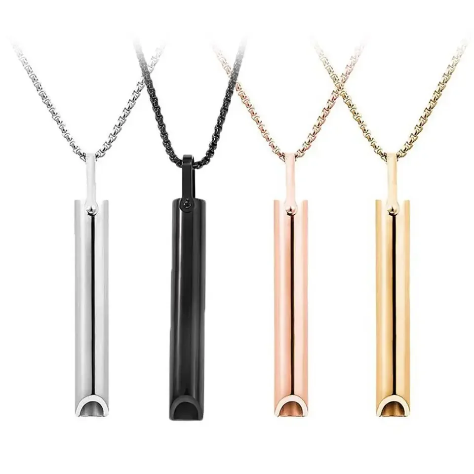 Stainless Steel Breathlace Necklace for Anxiety Relief Anti Vaping Mindfulness Tool Quit Smoking Stress Reduction Breathing Aid - Image 2