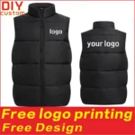 Warm and thick down cotton vest vest, vest, custom printed logo, autumn and winter men's and women's sleeveless T-shirt jacket,