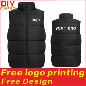 Warm and thick down cotton vest vest, vest, custom printed logo, autumn and winter men's and women's sleeveless T-shirt jacket,