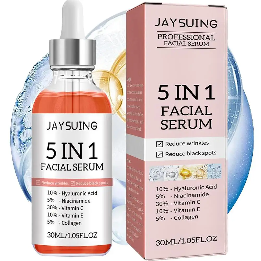 5 In 1 Face Serum 30% Vitamin C Moisturizing Whitening Anti Wrinkle Aging Niacinamide Hyaluronic Acid Facial Serum SkinCare 30ml