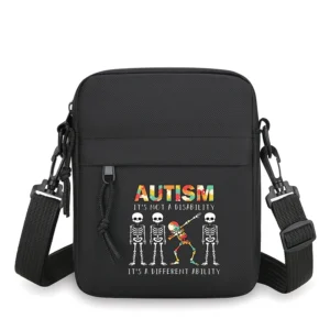 New Autism Casual Shoulder Messenger Bag, "Autism It's Not A Disability It's A Different Ability" Women Men Mobile Phone Bag