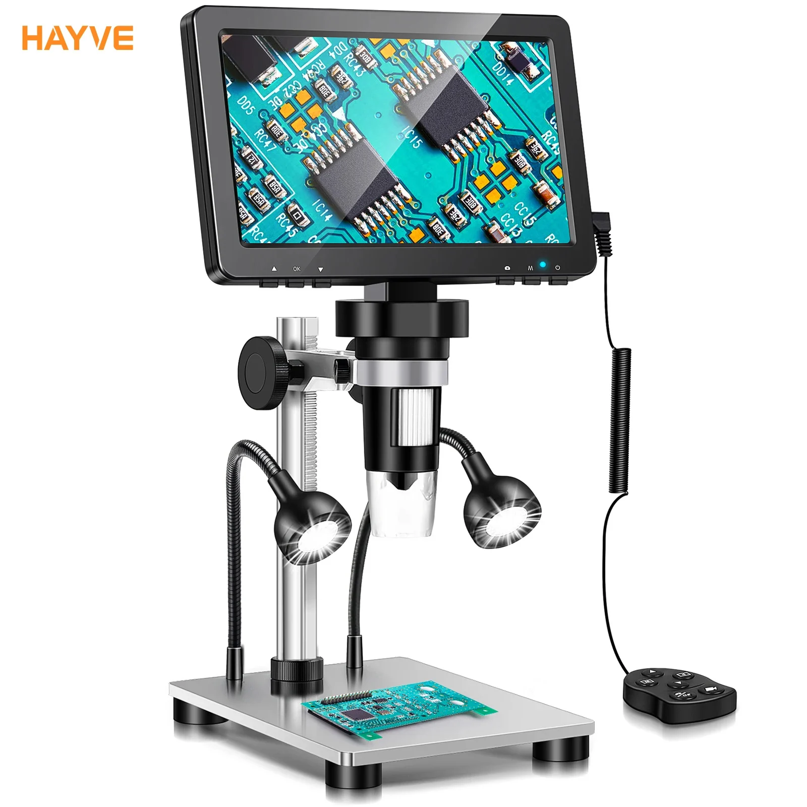 Hayve 7‘’ Digital Microscope 1200X Zoom 12MP HD Electronic Microscopes Camera Magnifier for Soldering Phone Repair Microscope