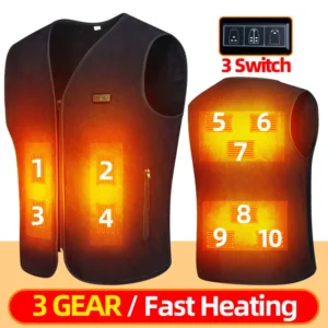 Smart Fleece Heated Vest Men USB Electric Self Heating Vest Women Rechargeable Heated Jacket Thermal Hunting Heated Clothes