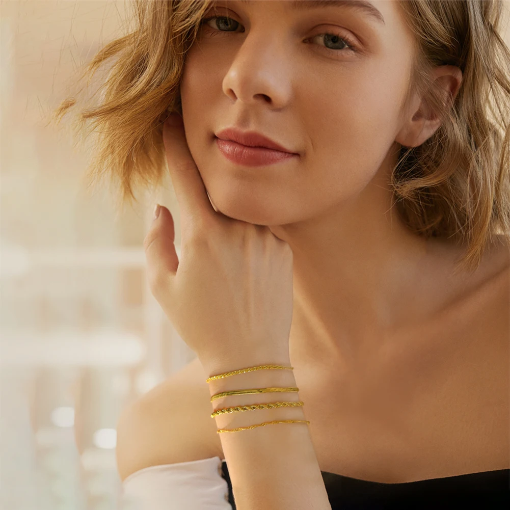 Skyrim Stainless Steel Gold Color Bracelet Twist Figaro Cuban Chain Bracelets Women Trendy Minimalist Jewelry Gifts Wholesale - Image 2