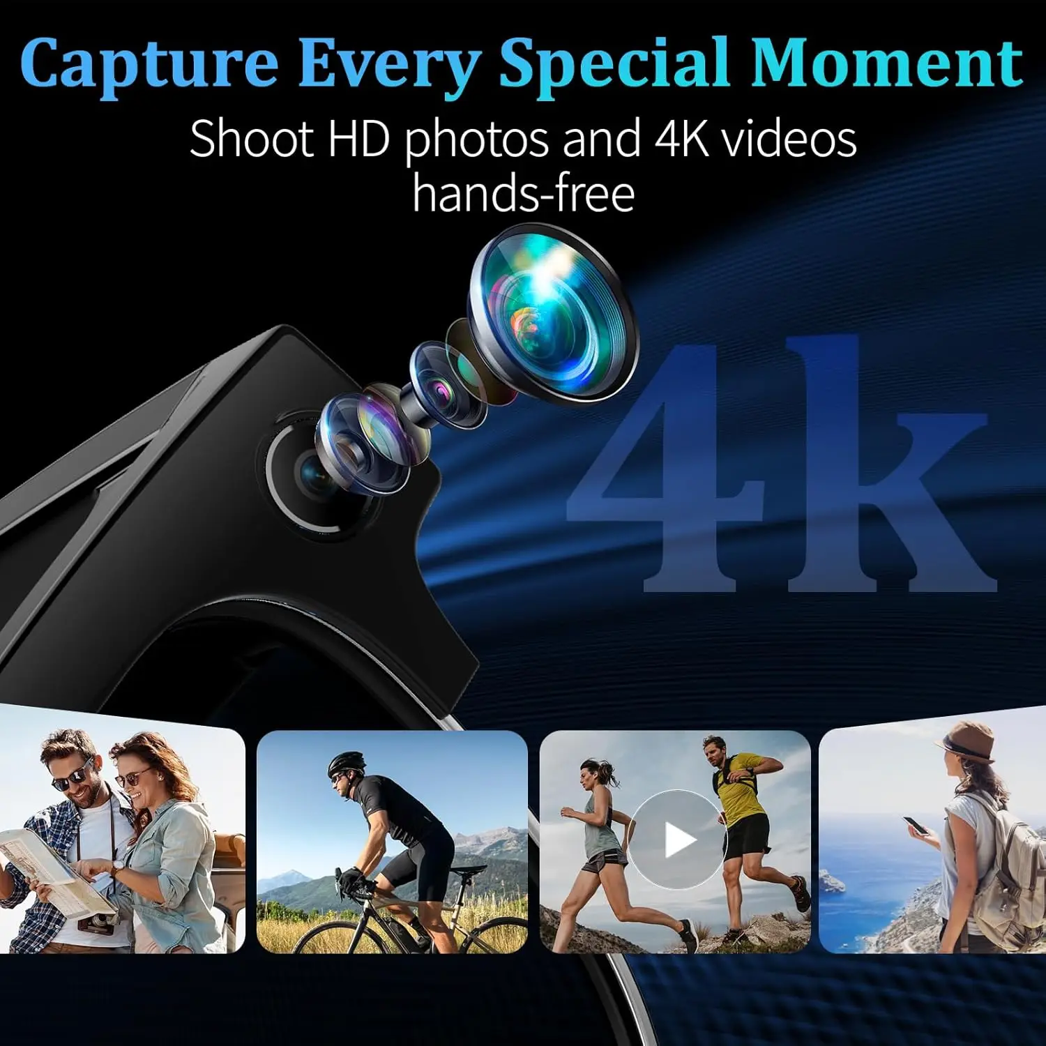 New Business 4K HD Color Change AI Smart Glasses 800W Pixel Camera 1080P Video AI Chat Music Player Call AI Sports Glasses Men - Image 3