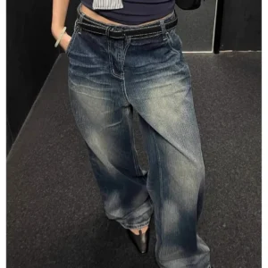 WCFCX STUDIO Vintage Wide-Leg Jeans Women's Loose-Fit High-Waisted Slimming Casual Straight-Leg Long Pants