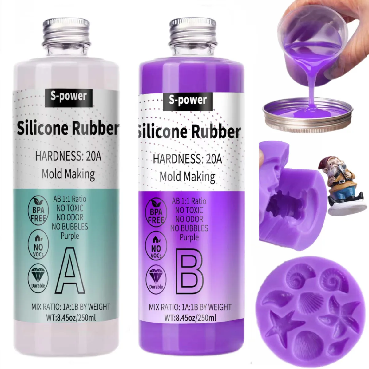High-Performance Silicone Rubber Mold Making Kit, Fast Curing, Non-Toxic for Casting Resin, Soap, Wax, Crafts, and DIY Projects