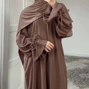 Eid Muslim Dress for Women Abaya Bow Jalabiya Ramadan Lace Up Vestidos Largos Islam Arab Long Robe Morocco Dubai Kaftan 2025