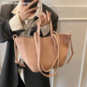 MOODS Branded Underarm Shoulder Bags For Women 2024 Latest Luxury Designer Handbags Soft PU Leather Large Capacity Shopping Tote