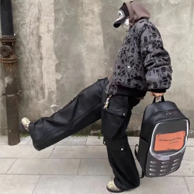 Fashion Funny Phone Backpack Men Leather Print Large Capacity Daypack Women Unique Creative Casual Versatile Travel Backpack New - Image 5