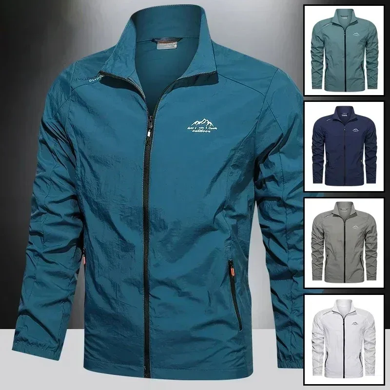 UPF100+ Men Summer Windbreaker Zip Pockets Uv Sun Protection Jackets Breathable Ultra-light Clothes Outdoor Skin Thin Coats Camp