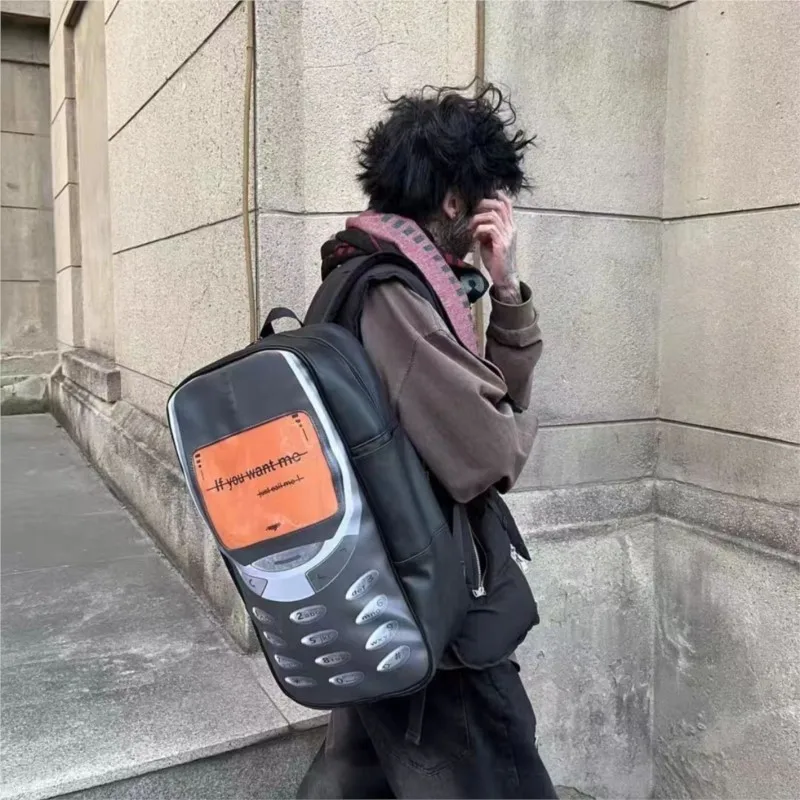 Fashion Funny Phone Backpack Men Leather Print Large Capacity Daypack Women Unique Creative Casual Versatile Travel Backpack New - Image 2