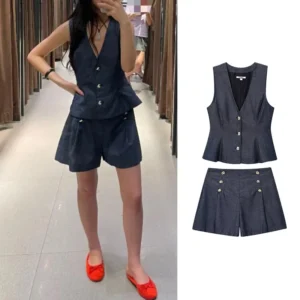 TRAFZR Outfit Set Woman Pieces Chic Elegant Holiday Outfits Lady Sets Women's Vacation Ensembles Shorts New Matching Suit Short