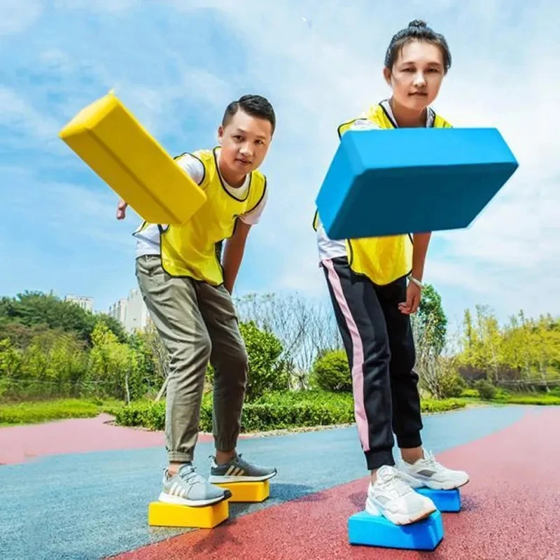 Children's Adult Group Building Game Props Fun Sports Outdoor Expansion Touch Stone Crossing the River Brick Balance Training