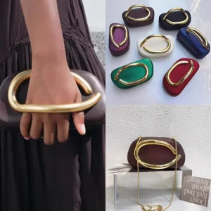 Luxury European And American Metal Frame Small Square Bag Zipper Lock High-end Fashion Versatile Evening Essential Crossbody Bag