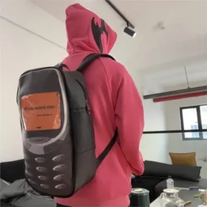 Fashion Funny Phone Backpack Men Leather Print Large Capacity Daypack Women Unique Creative Casual Versatile Travel Backpack New