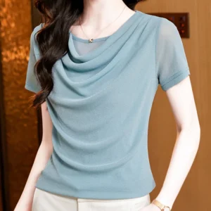Summer Women's Round Neck T-shirts Solid Color Basic Top For Dancing and Daily Wear Size M-3XL