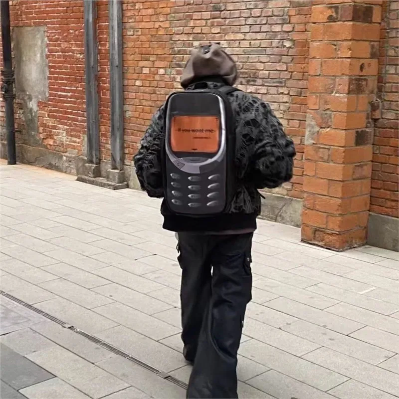 Fashion Funny Phone Backpack Men Leather Print Large Capacity Daypack Women Unique Creative Casual Versatile Travel Backpack New - Image 4