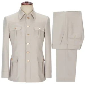 2 Pieces Men's Slim Fit With 4 Real Pocket Single Breasted Suit Formal Suits Groomsmen Wedding Tailored Fit (Blazer+Pants)