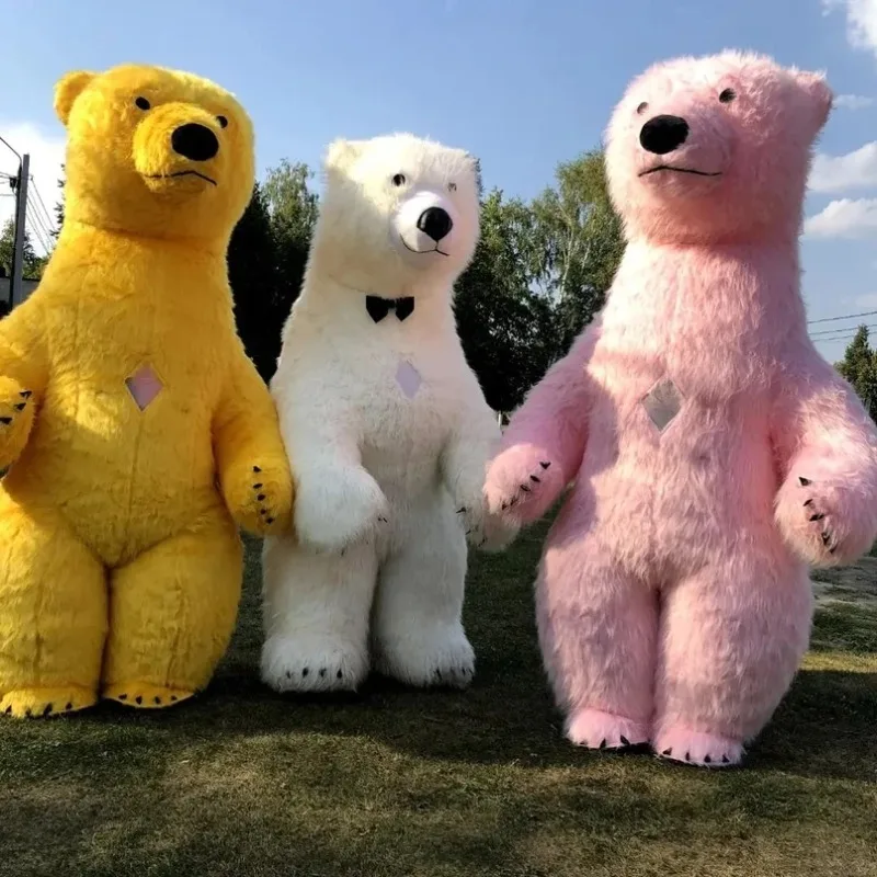 2m/2.6m Big Inflatable Polar Bear Adult Costume Full Body Blow Up Walking Mascot Outfit for Entertainment Dress No Battery