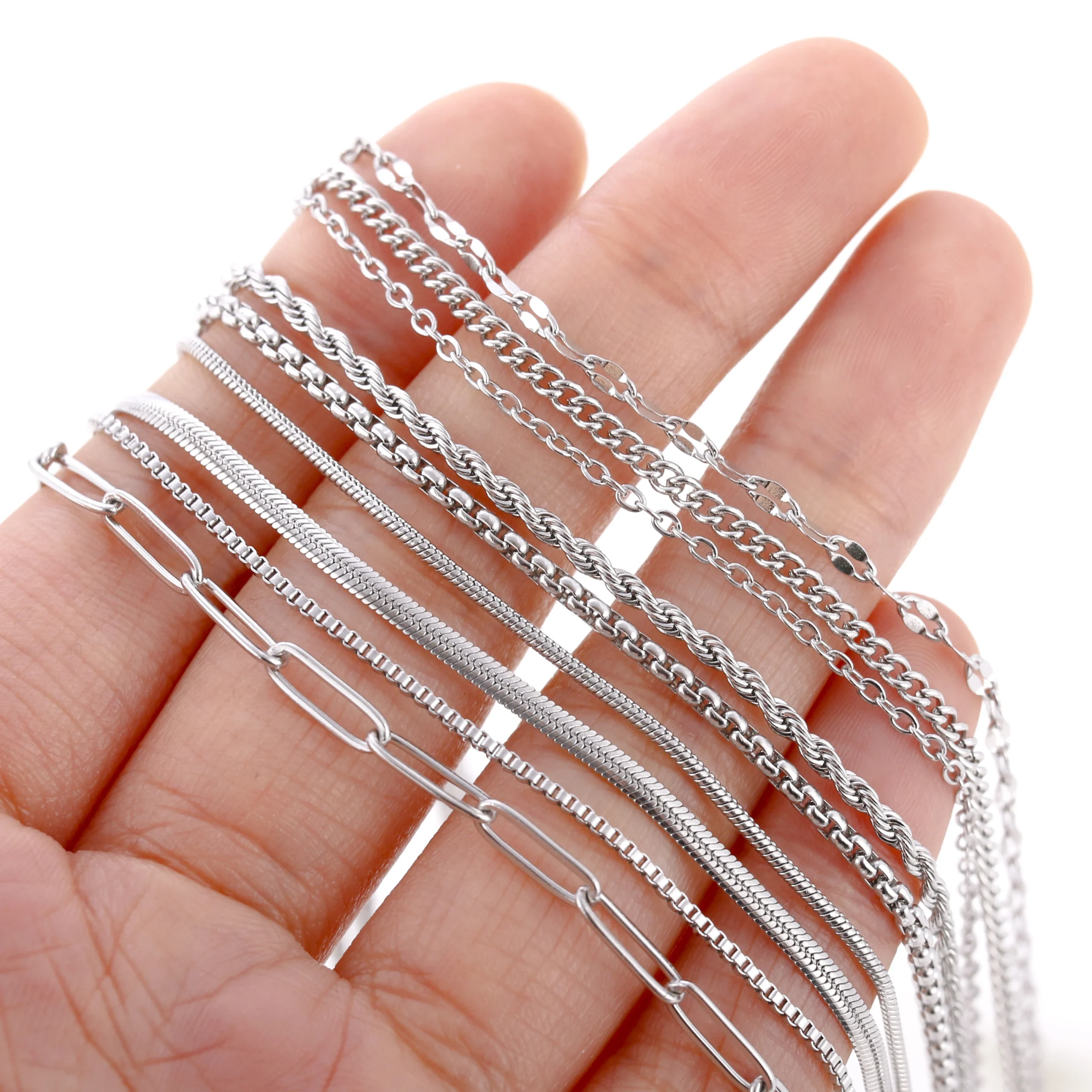 5pc 18K Gold Color PVD Plated Stainless Steel Cuba Cross O Ripple Twisted Chain Necklace Adjustable Chain DIY Necklace Wholesale - Image 5