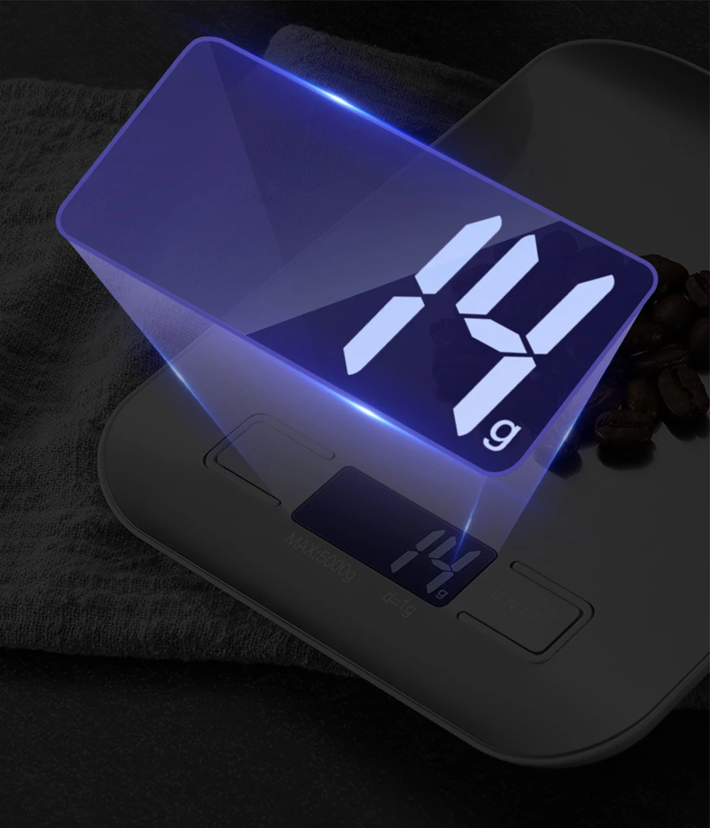 New 5kg/1g Portable Kitchen Scale Coffee Electronic Scale Stainless Steel Surface LCD Backlit Kitchen Food Scales Weighing Tool - Image 4