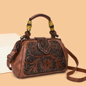 High Quality Handmade Luxury Handbag For Women Leather Shoulder Bag 2026 New Vintage Carved Ladies Hand Bags Designer Luxury Bag