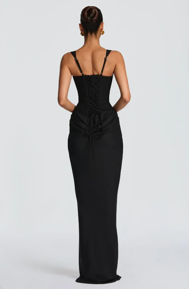 Women Solid Pleated Sling Dress Sexy Square Neck Sleeveless Off-shoulder Waist Cinching Slim Dresses Lady Evening Party Gowns - Image 6