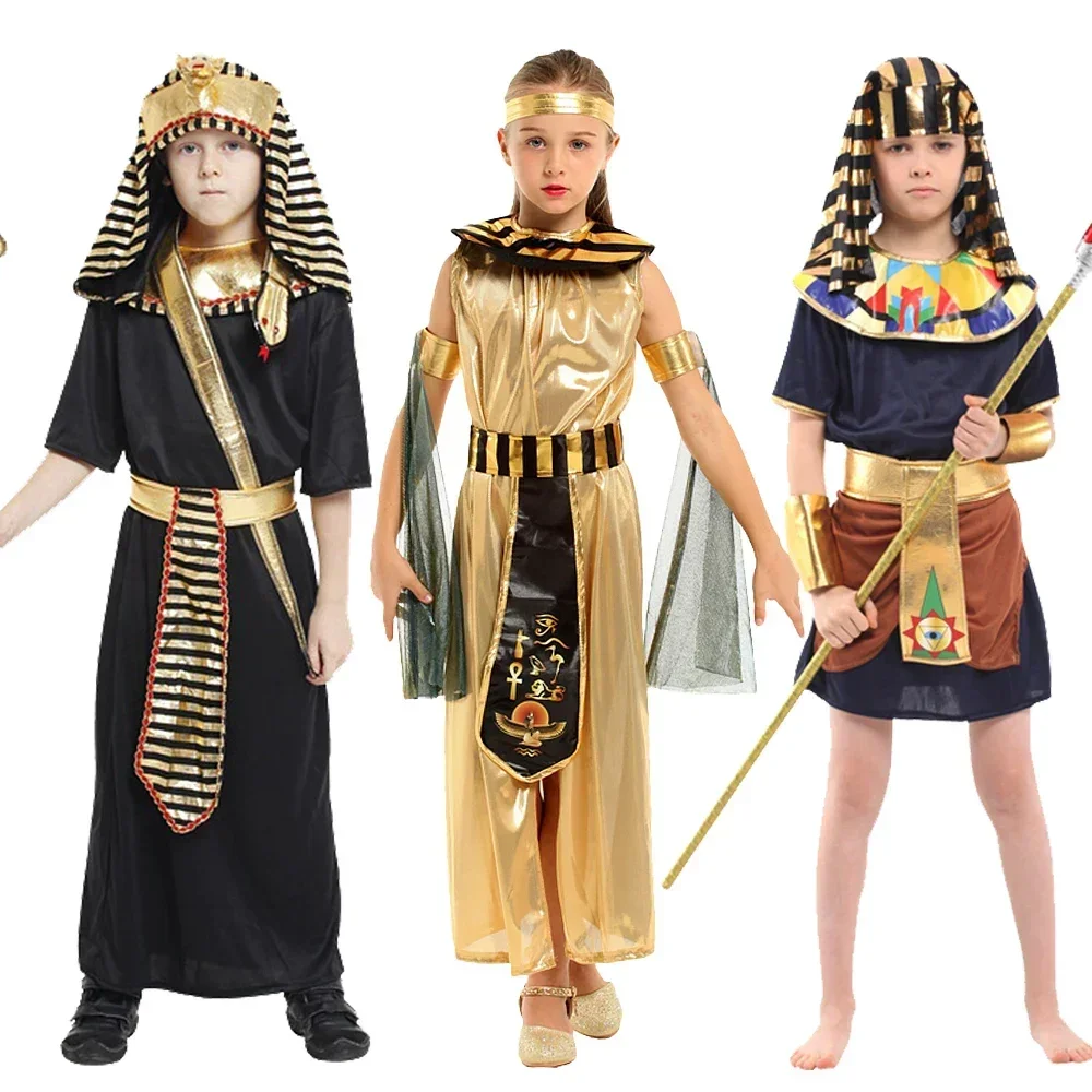 Children Ancient Egypt Egyptian Pharaoh Cleopatra Prince Princess Costume for Kids Cosplay Anime Cosplay