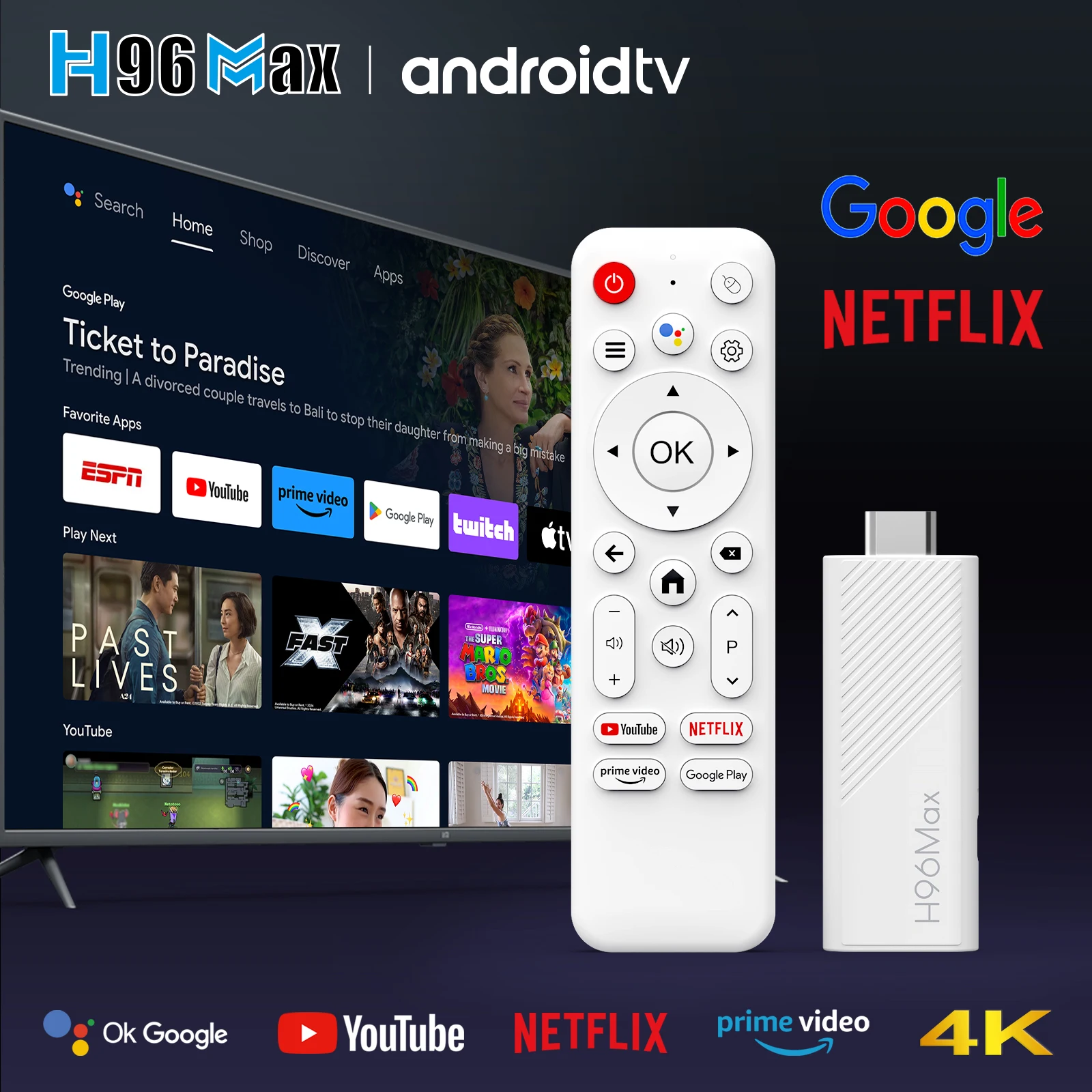 NEW H96Max H313 TV Stick 4K, Android TV 14, Quad Core ARM Cortex A53, WiFi 6 Portable Streaming Media, Netflix Smart TV Dongle - Image 2
