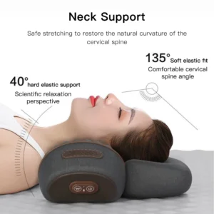 Neck Massage Pillow Heating Vibration Neck Retractor Massager Back Cervical Traction Relax Sleeping Memory Foam Spine Support