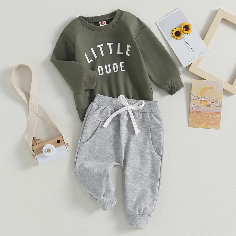 Citgeett Autumn Toddler Boys Fall Outfits Letter Print Long Sleeve Sweatshirts and Pants Spring Clothes Set - Image 4