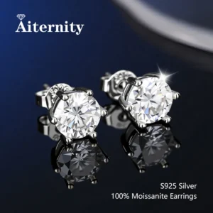 100% Real Sterling Silver S925 Moissanite Earrings Stud With 2 Certificate D VVS1 Pass Diamond Test Pen For Women Men Jewelry