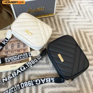 High quality women's PU rolling strip camera bag shoulder bag mobile phone bag casual crossbody bag