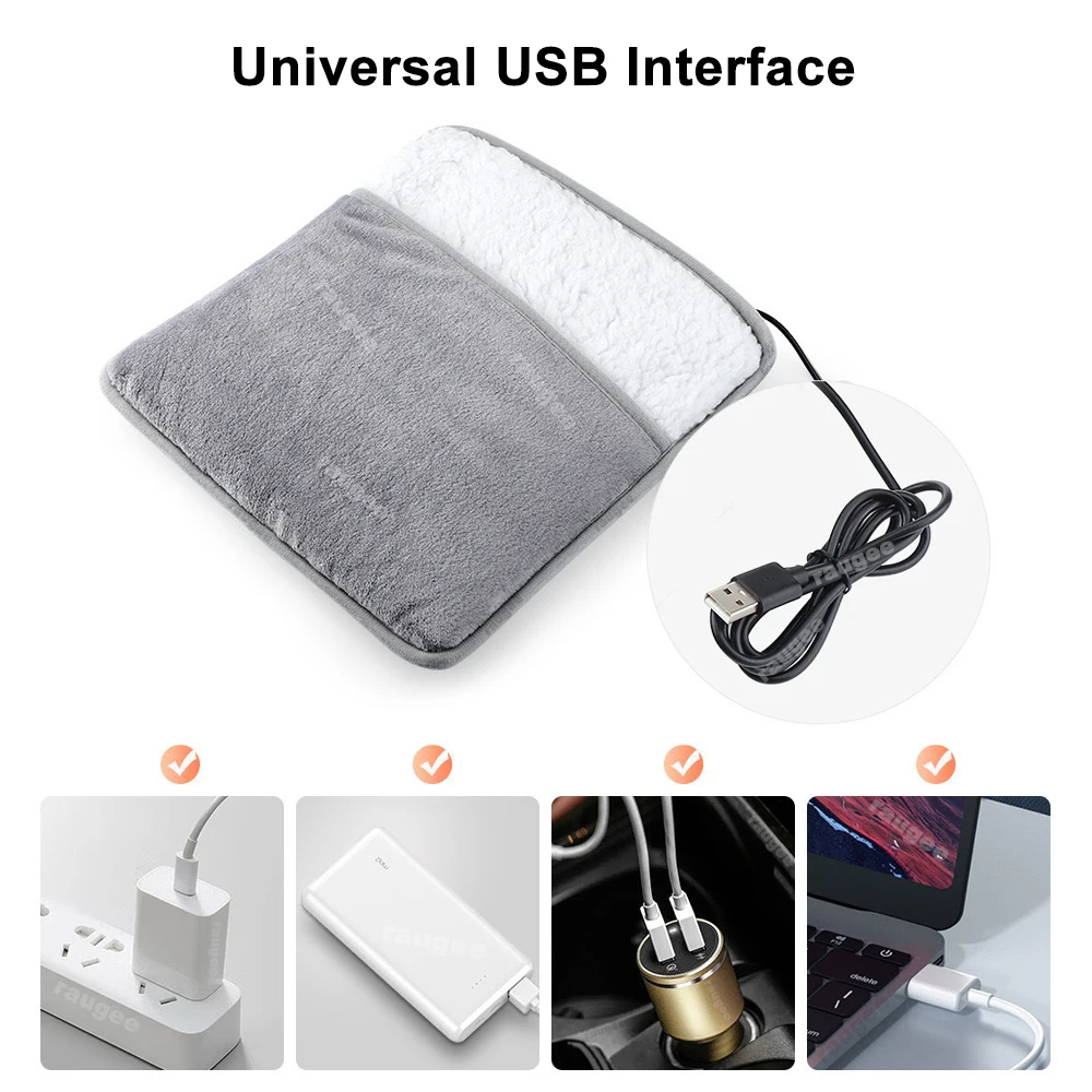 Foot Warmer USB Foot Heater Electric Foot Heating Pad Fast Heating Soft Plush Electric Foot Warmer for Home Heated Feet Warmer - Image 4