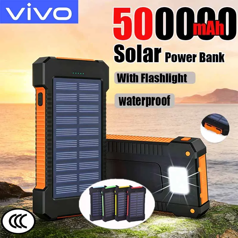 VIVO 500000mAh Solar Power Bank Large Capacity Super Fast Charging Outdoor Portable External Battery for iPhone Samsung Huawei