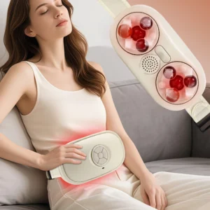 Electric Abdominal Massager Bian Stone Kneading 2-Level Heat Fat Burner 3-Intensity Modes Anti-Cellulite Belly Shaking Remover