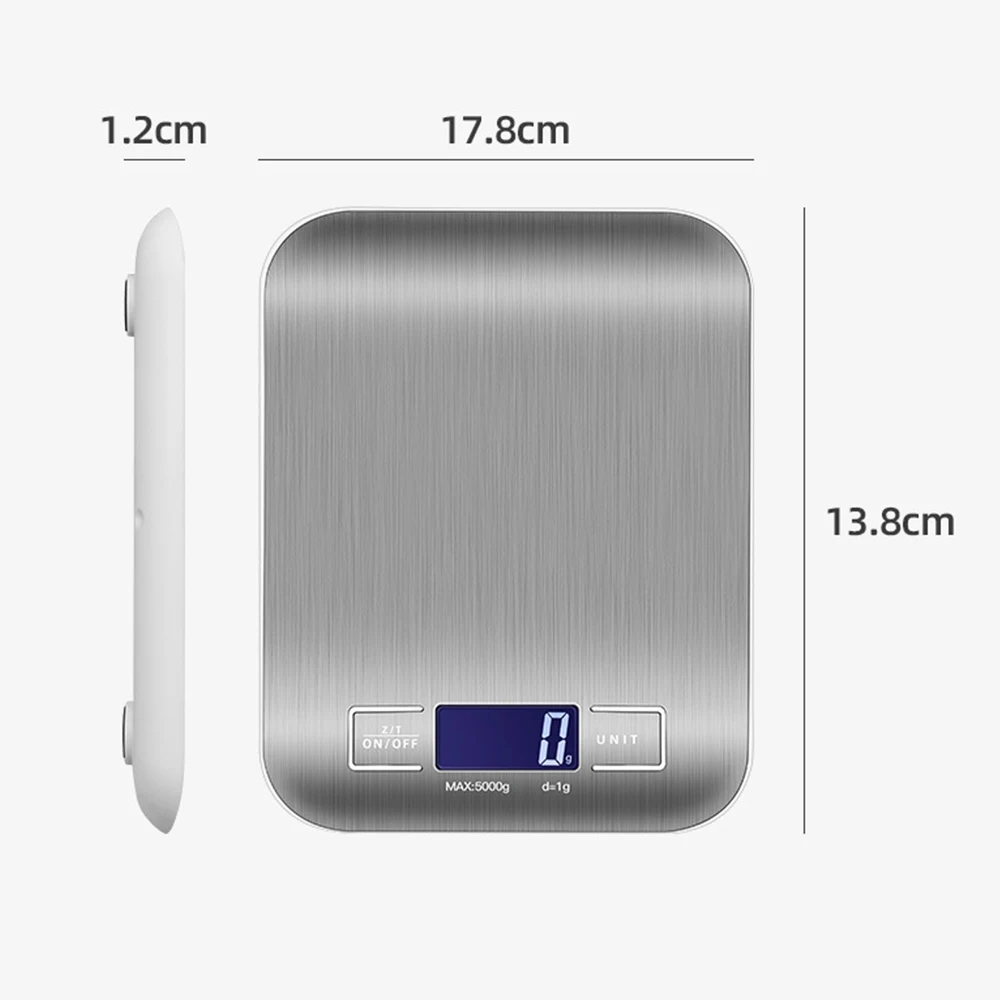 New 5kg/1g Portable Kitchen Scale Coffee Electronic Scale Stainless Steel Surface LCD Backlit Kitchen Food Scales Weighing Tool - Image 5