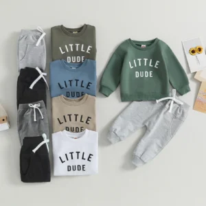 Citgeett Autumn Toddler Boys Fall Outfits Letter Print Long Sleeve Sweatshirts and Pants Spring Clothes Set