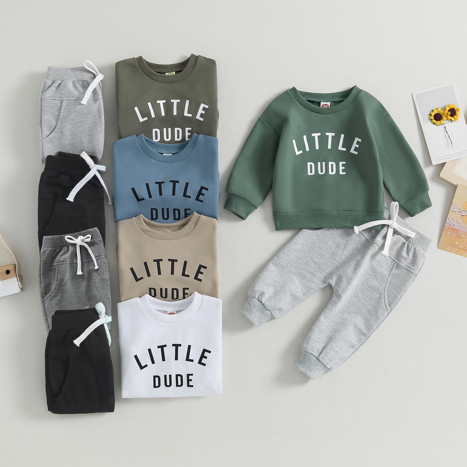 Citgeett Autumn Toddler Boys Fall Outfits Letter Print Long Sleeve Sweatshirts and Pants Spring Clothes Set