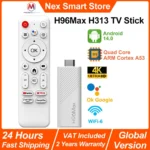 NEW H96Max H313 TV Stick 4K, Android TV 14, Quad Core ARM Cortex A53, WiFi 6 Portable Streaming Media, Netflix Smart TV Dongle