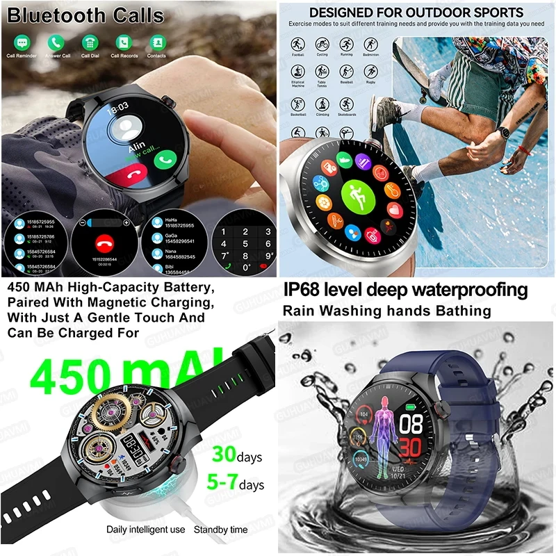 2025 New GUHUAVMI Accurate Blood Lipid Uric Acid Smart Watch Men Women ECG+PPG Blood pressure Bluetooth call Health Smartwatches - Image 6