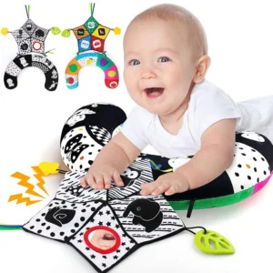 Baby Tummy Time Pillow Toys Black White High Contrast Baby Toys Montessori Toys for Babies Newborn Infants 0-6 6-12 12-18 Months